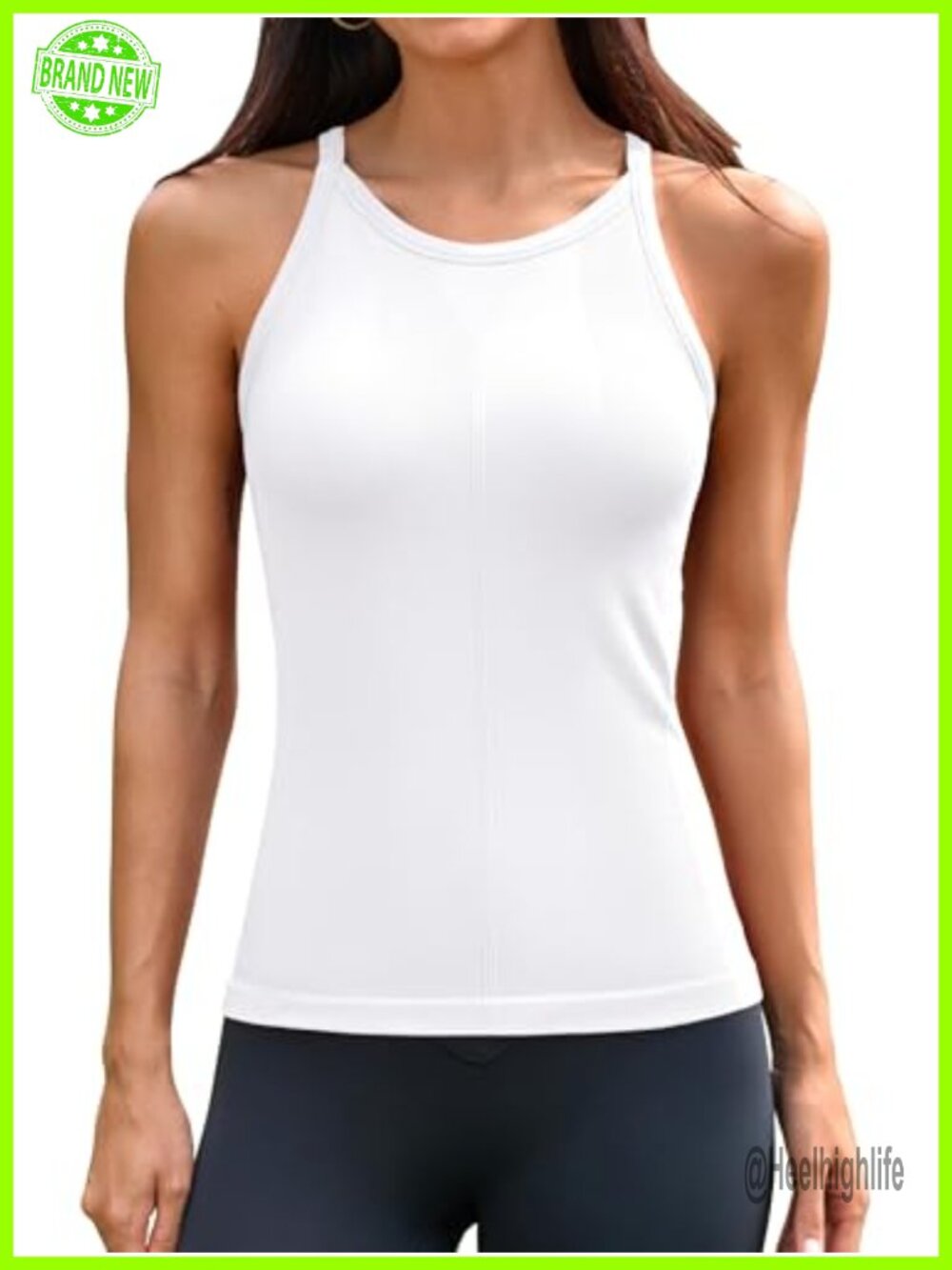 ATTRACO Ribflex Workout Tank Top Built in Bra Ribbed Racerback Slim Fit